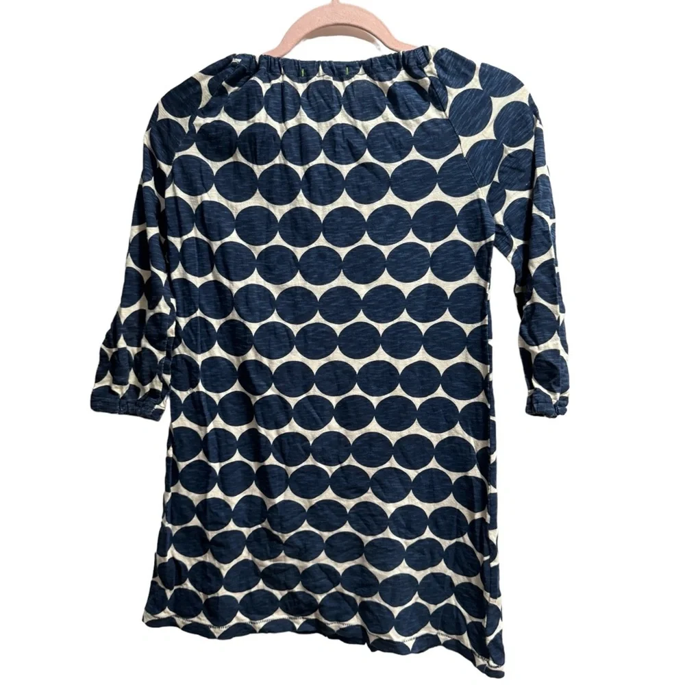 Morgan & Milo Blue‎ and White Polka Dot Dress, Pink Bow, size 12